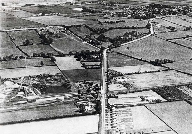 Historic images -Waddington from North West showing Station Road rising up escarpment.