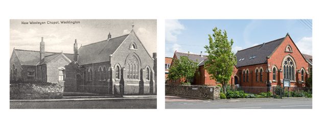 old photo of the Weslyian chapel in Waddington